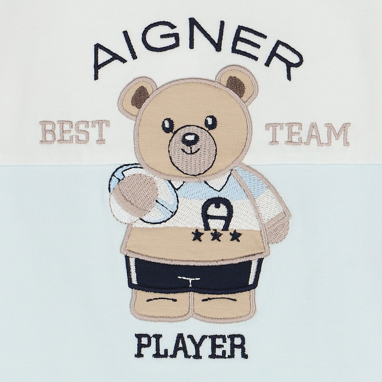 أفرول بطبعة تيدي باللون الأبيض والأزرق للأولاد, 1, hi-res