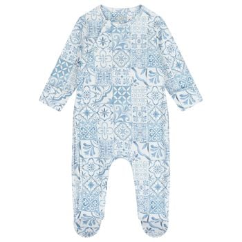 Baby Boys Blue & White Babygrow