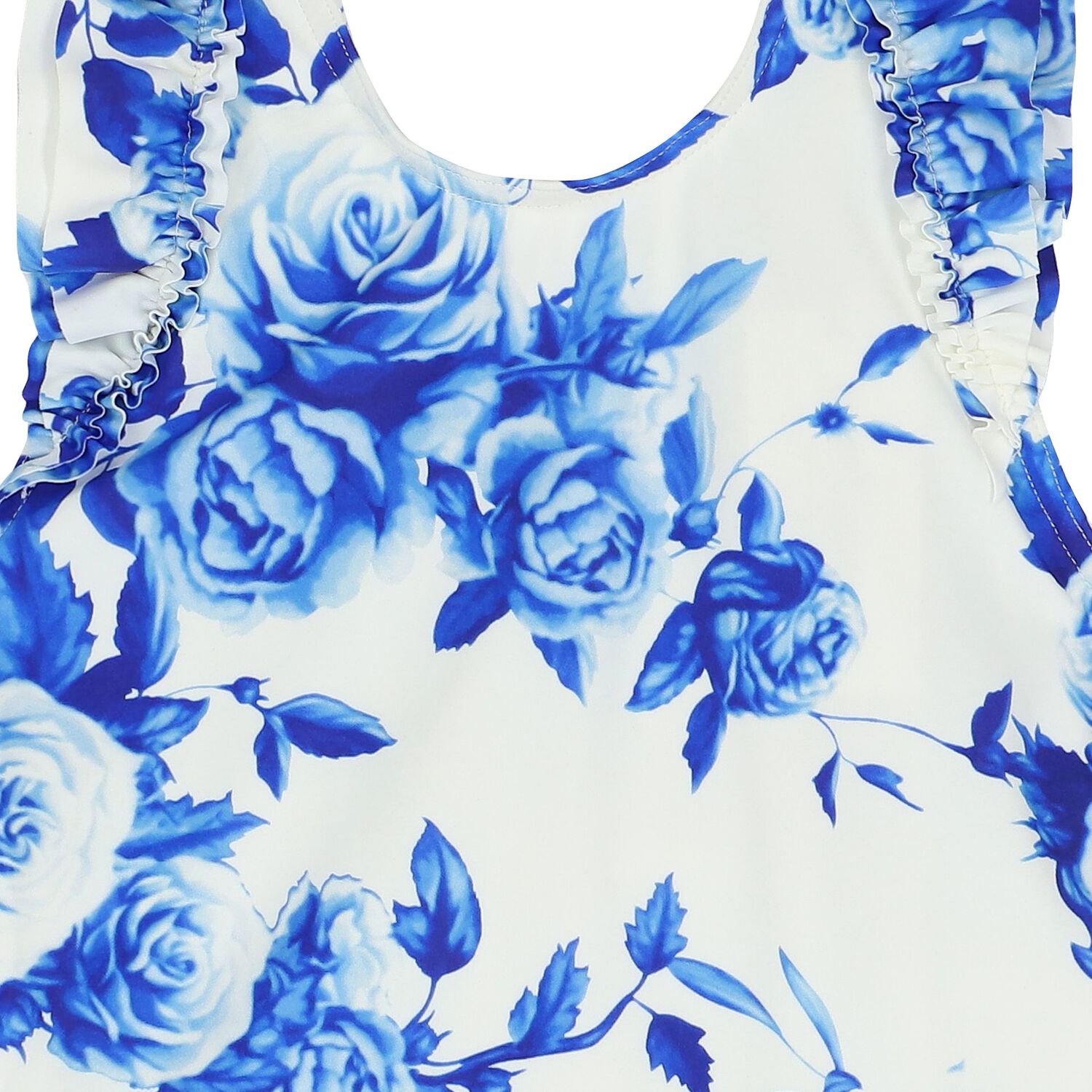 مايوه بنات بطبعة الزهور باللون الأبيض والأزرق, 1, hi-res