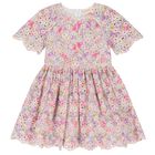 فستان بنات بطبعه الزهور باللون الوردى والبنفسجى, 1, hi-res