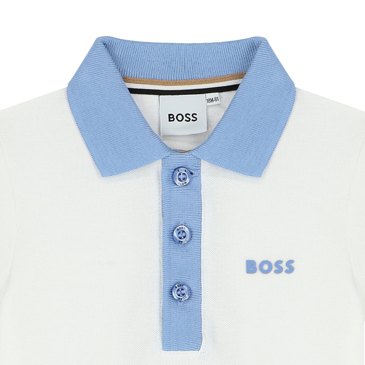 Younger Boys White Logo Polo Shirt, 1, hi-res