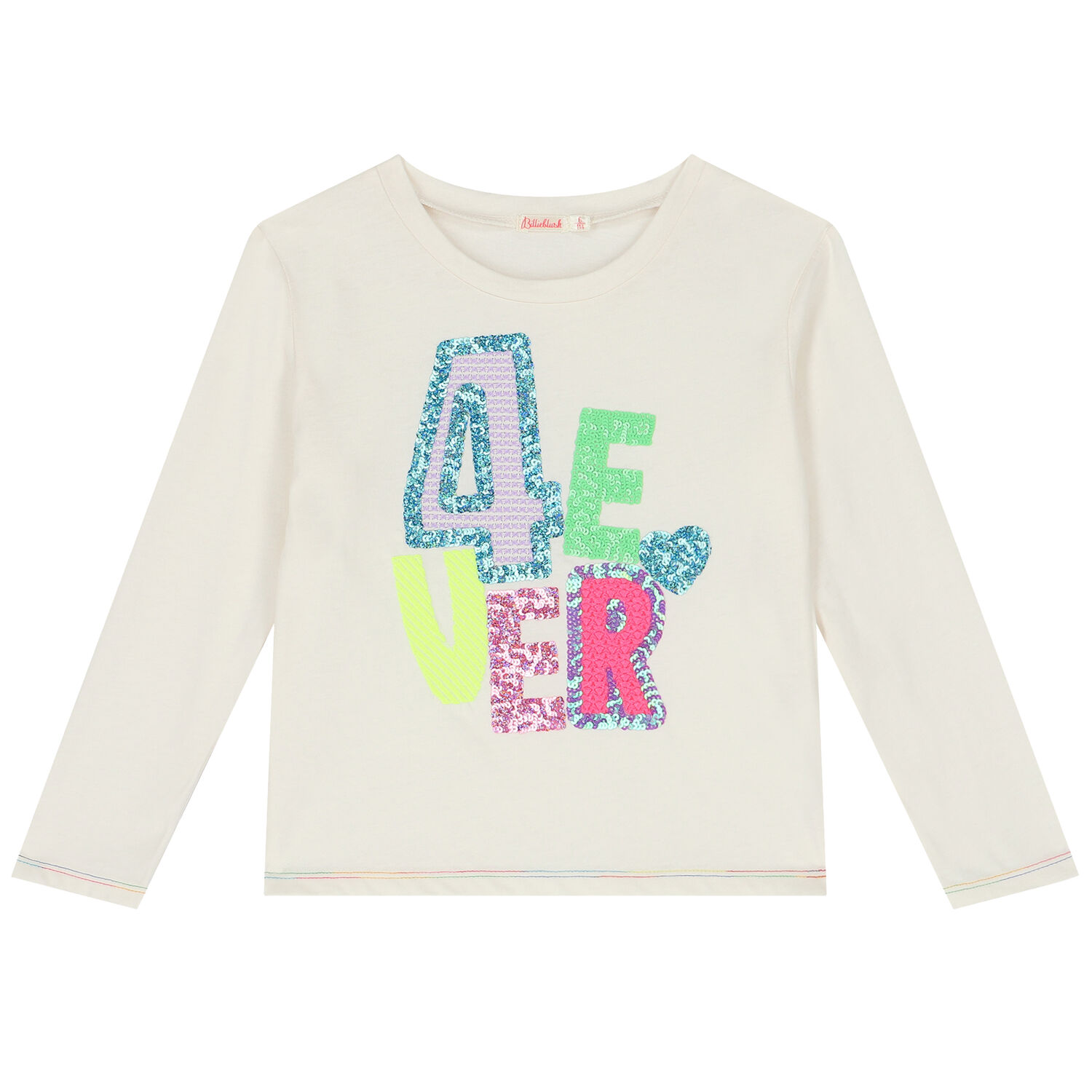 Girls Ivory Embellished Sequin Long Sleeve Top, 1, hi-res image number null