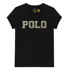 تيشيرت بالشعار باللون الاسود للبنات, 1, hi-res