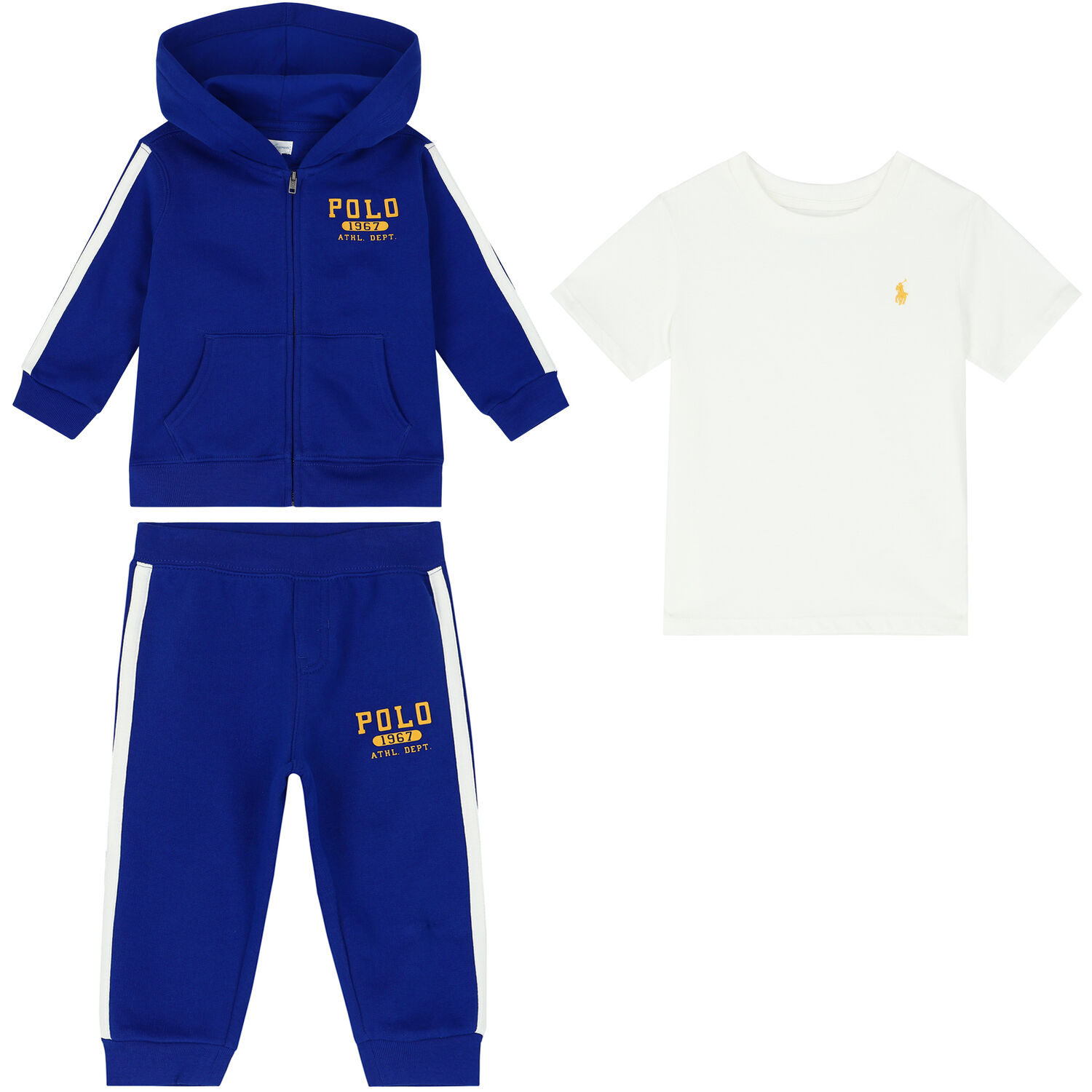 Baby Boys Blue & White Logo 3 Piece Tracksuit, 1, hi-res
