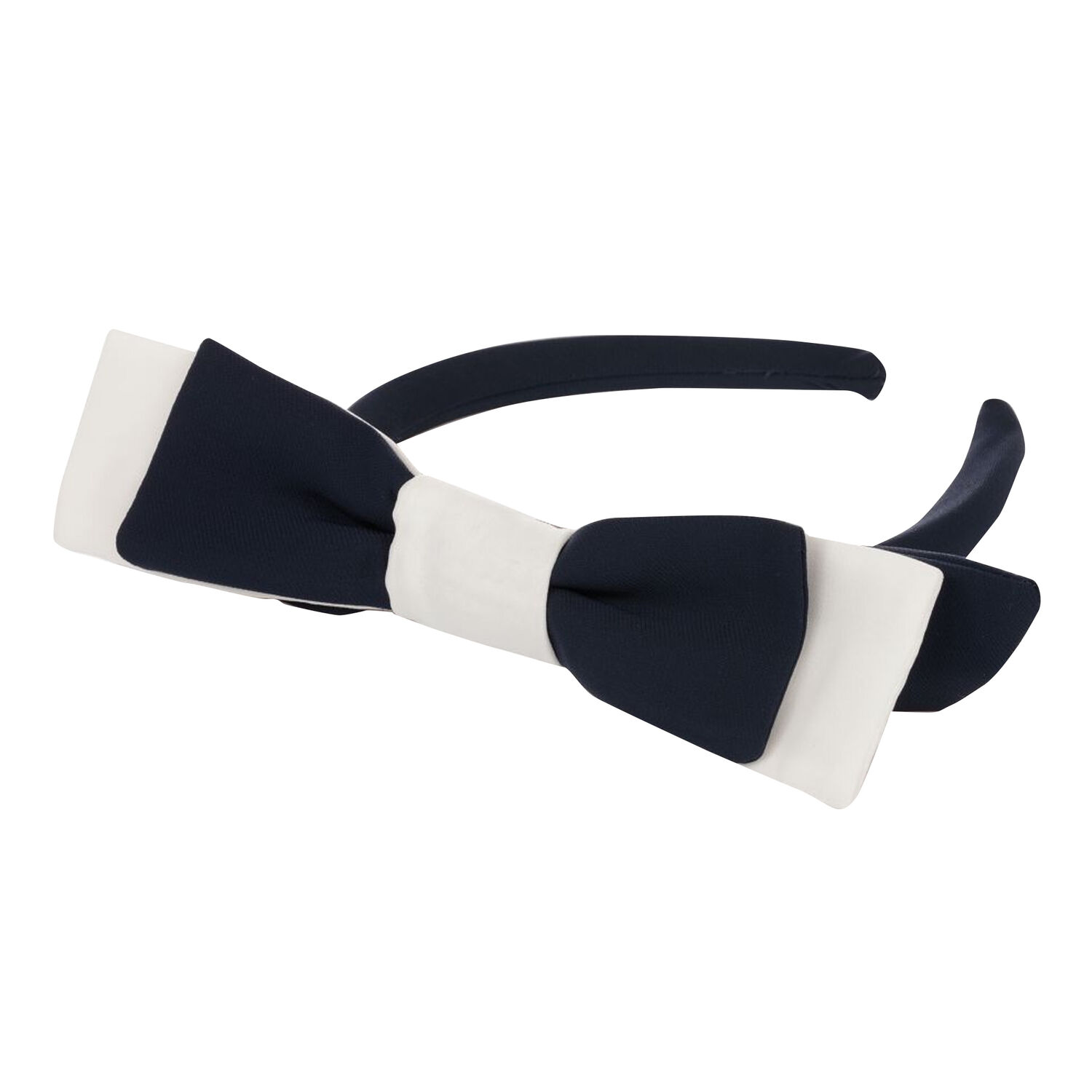 Girls Navy Blue & White Headband, 1, hi-res