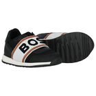 Boys Black Logo Trainers, 1, hi-res