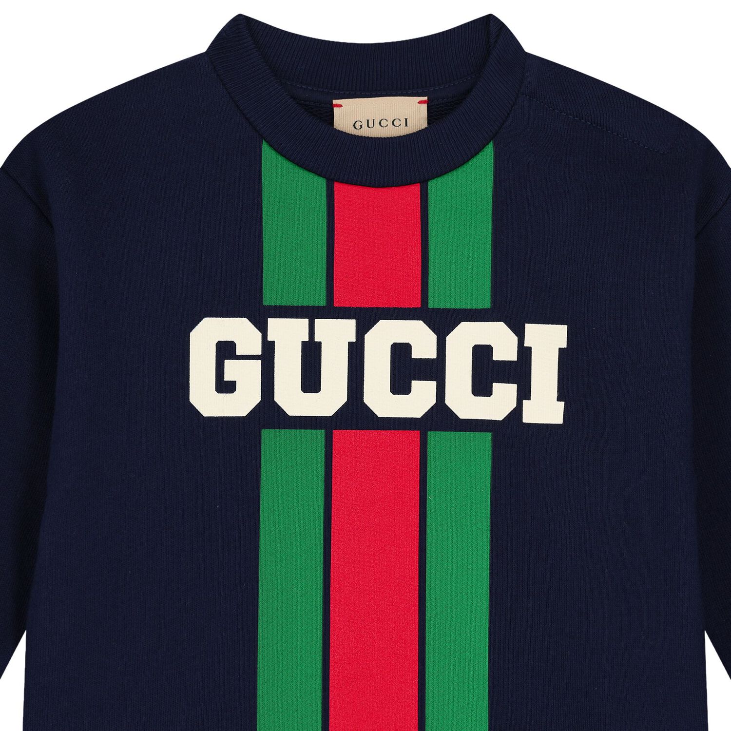 سويتشيرت أولاد مخطط بالشعار باللون الكحلي, 1, hi-res image number null