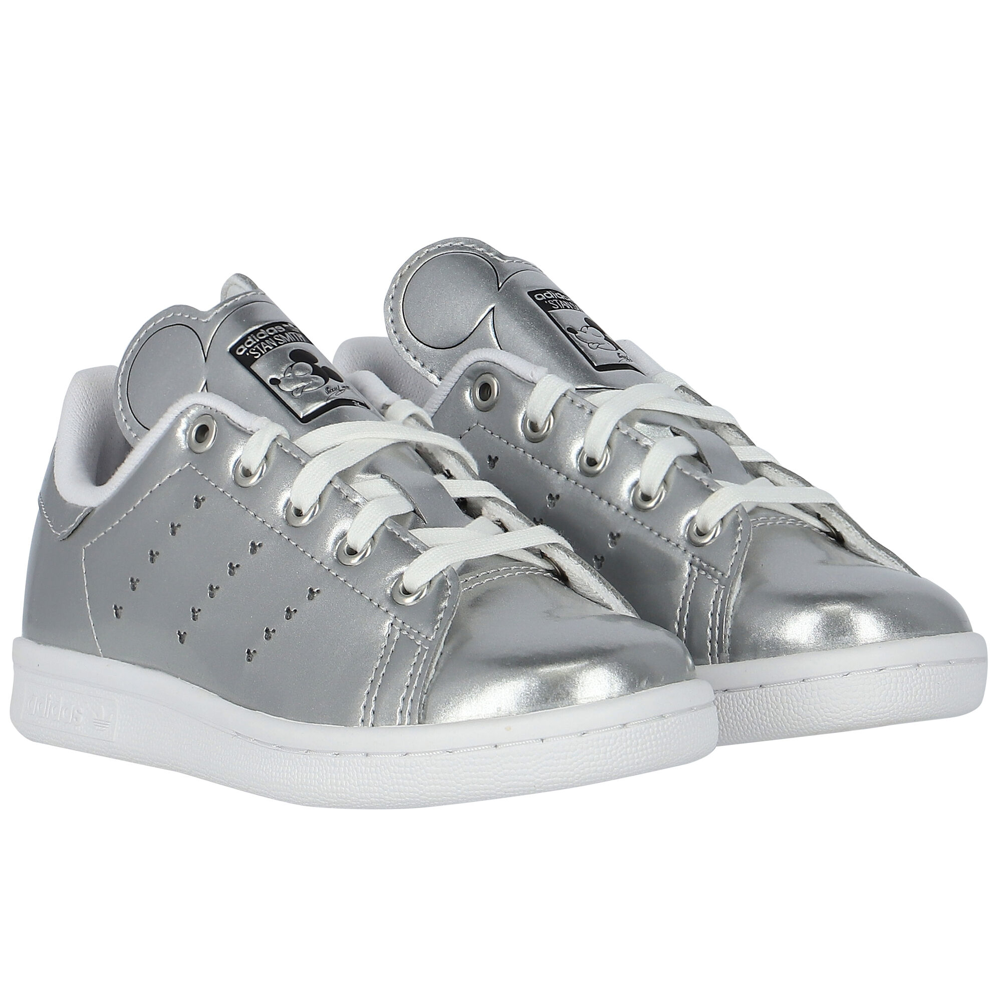 adidas Originals Girls Silver Stan Smith Trainers Junior Couture QA