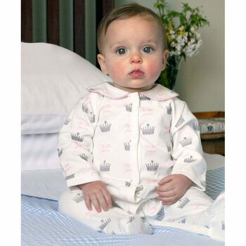 Baby Girls White & Pink Babygrow