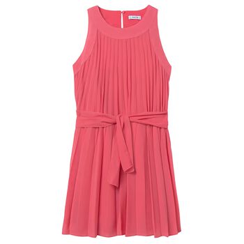 Girls Pink Pleated Dress