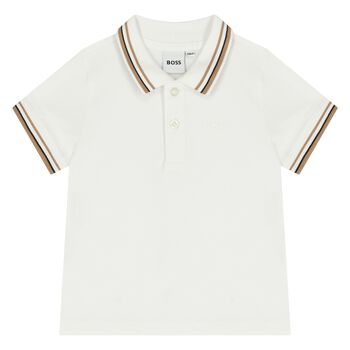 Younger Boys White Logo Polo Shirt