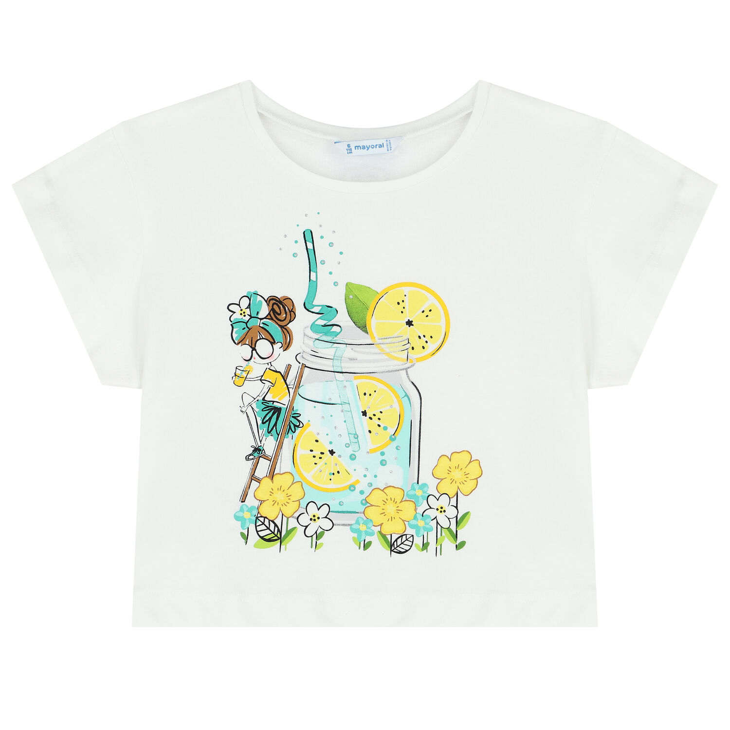 Girls Ivory & Yellow Shorts Set, 2, hi-res