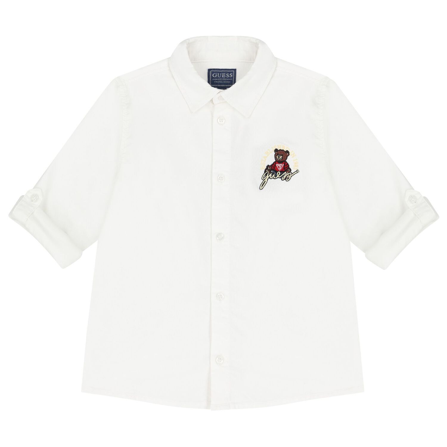 Boys White Teddy Bear Logo Shirt, 1, hi-res image number null