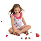 مايوه بنات بطبعة فراولة باللون الأبيض والوردى, 3, hi-res