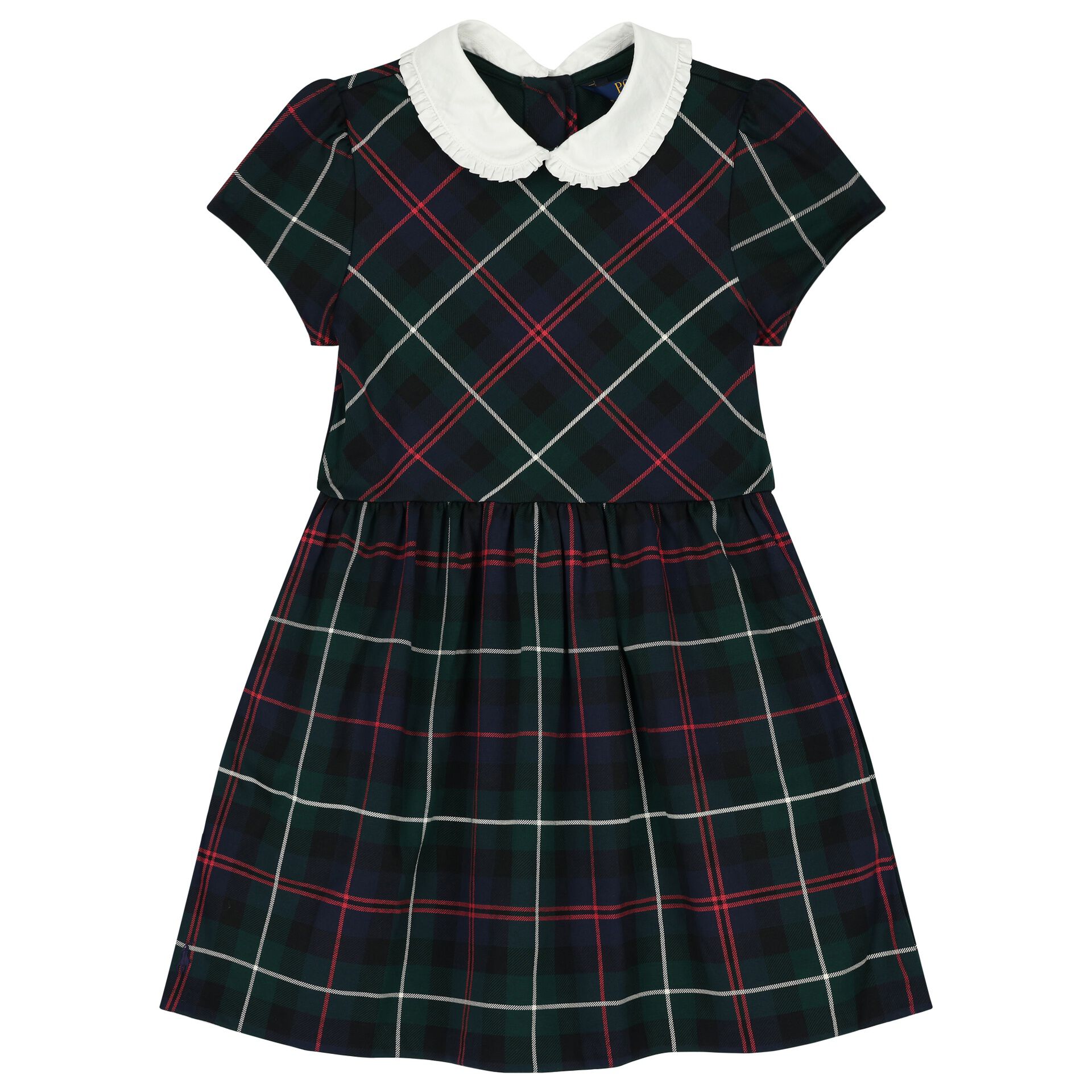 Ralph Lauren Girls Green Logo Tartan Dress Junior Couture QA