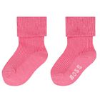 Baby Girls Pink & Beige Logo Socks ( 3-Pack ) , 1, hi-res