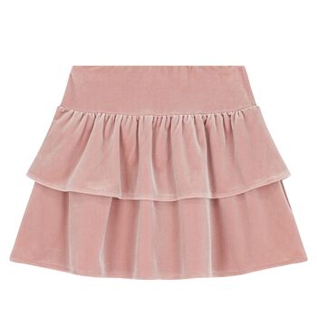 Girls Pink Velvet Skirt