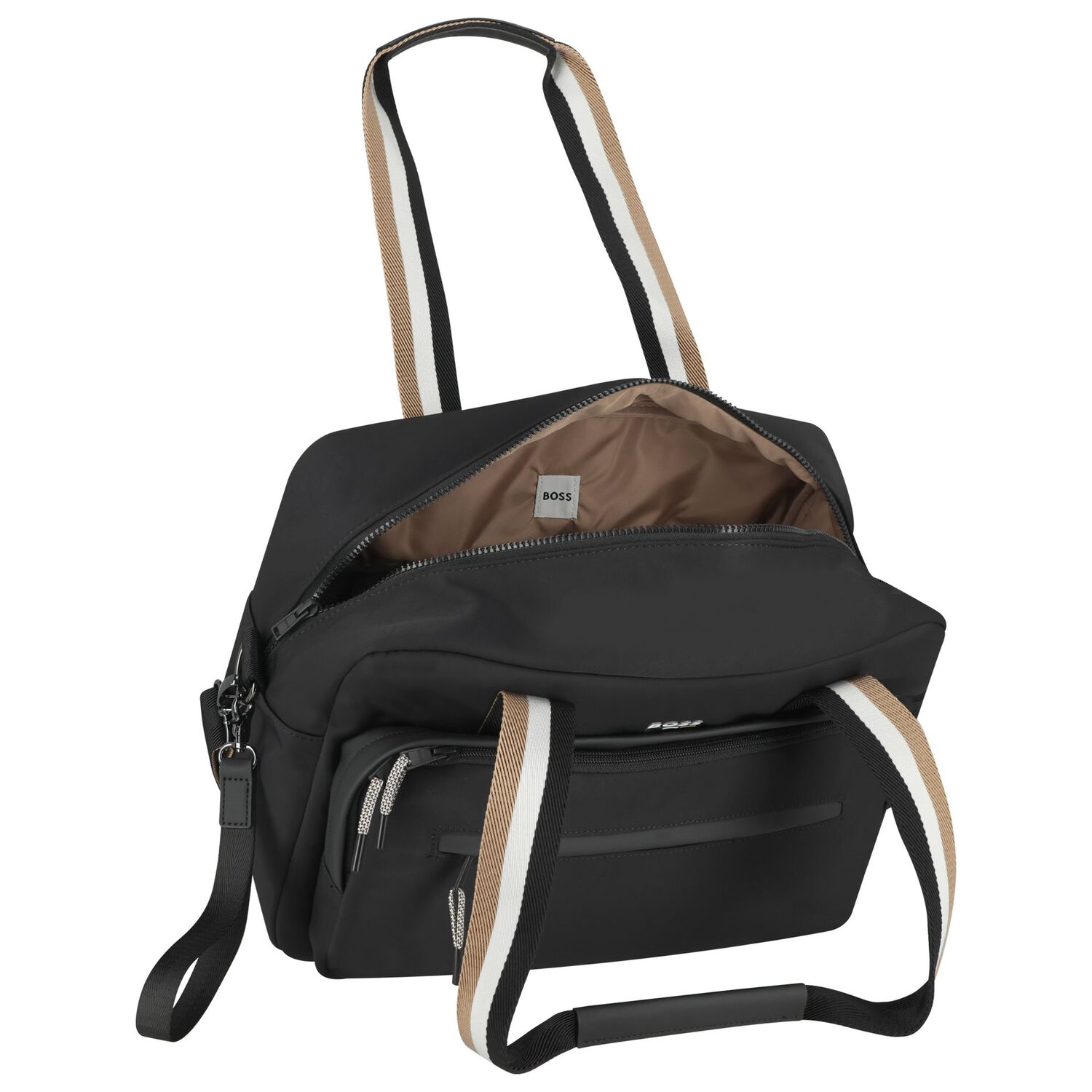 حقيبه تغيير حفاضات بالشعار باللون الاسود , 1, hi-res