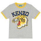 Boys Grey Varsity Tiger T-Shirt, 1, hi-res