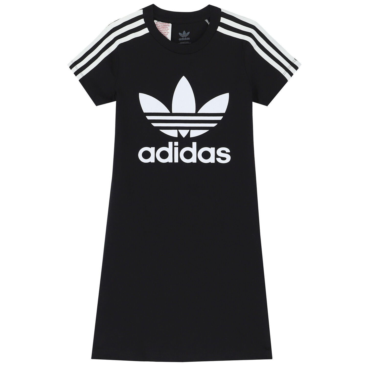 Girls Black Trefoil Logo Dress, 1, hi-res image number null