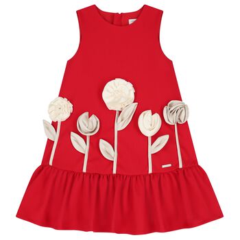 Girls Red Flower Dress