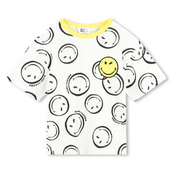 White & Yellow Logo Smiley T-Shirt