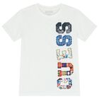 Boys White Logo T-Shirt, 1, hi-res
