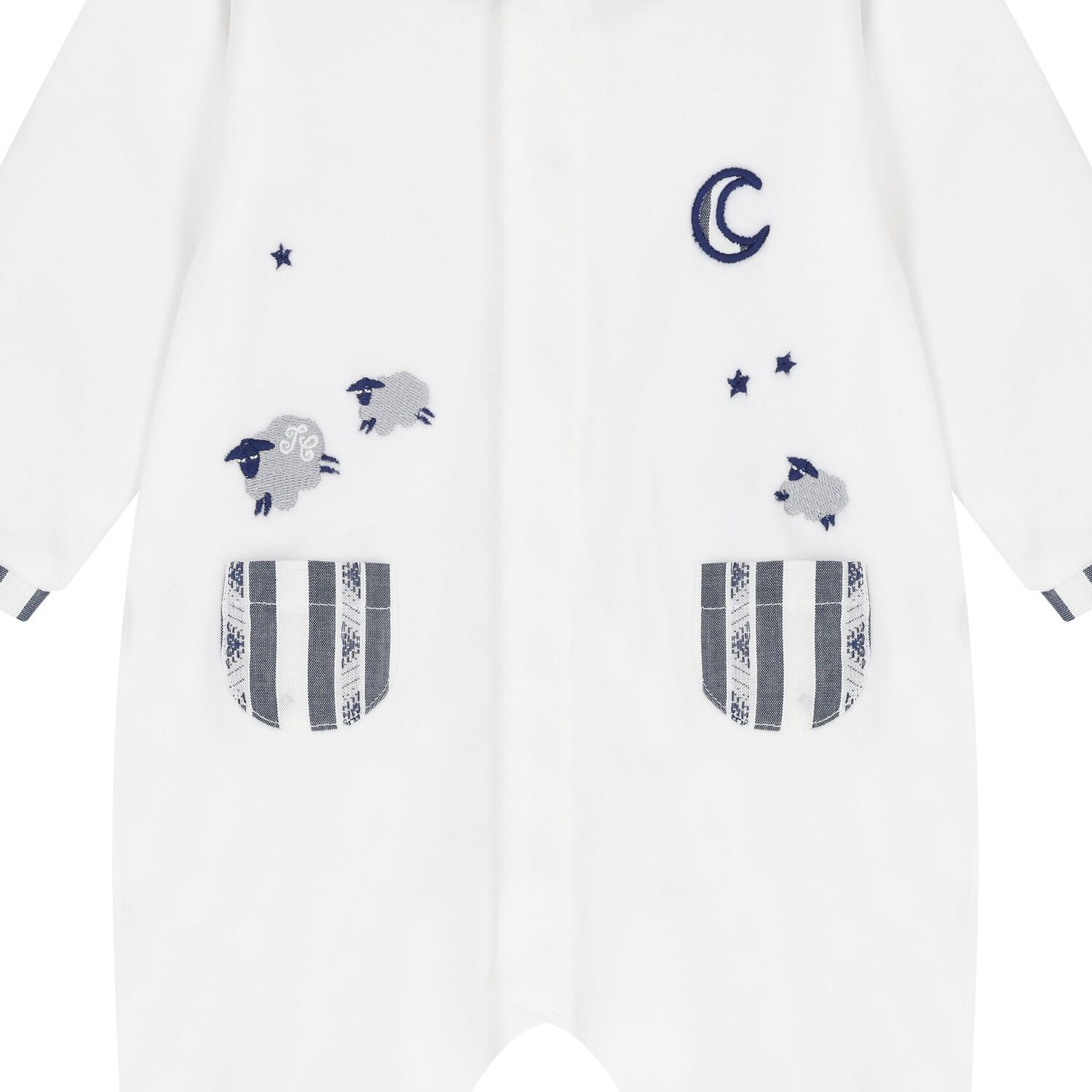 Baby Boys White Velour Sheep Babygrow, 1, hi-res