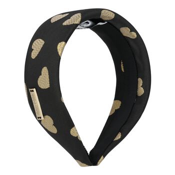 Girls Black & Gold Hearts Headband