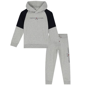Boys Grey & Navy Logo Tracksuit