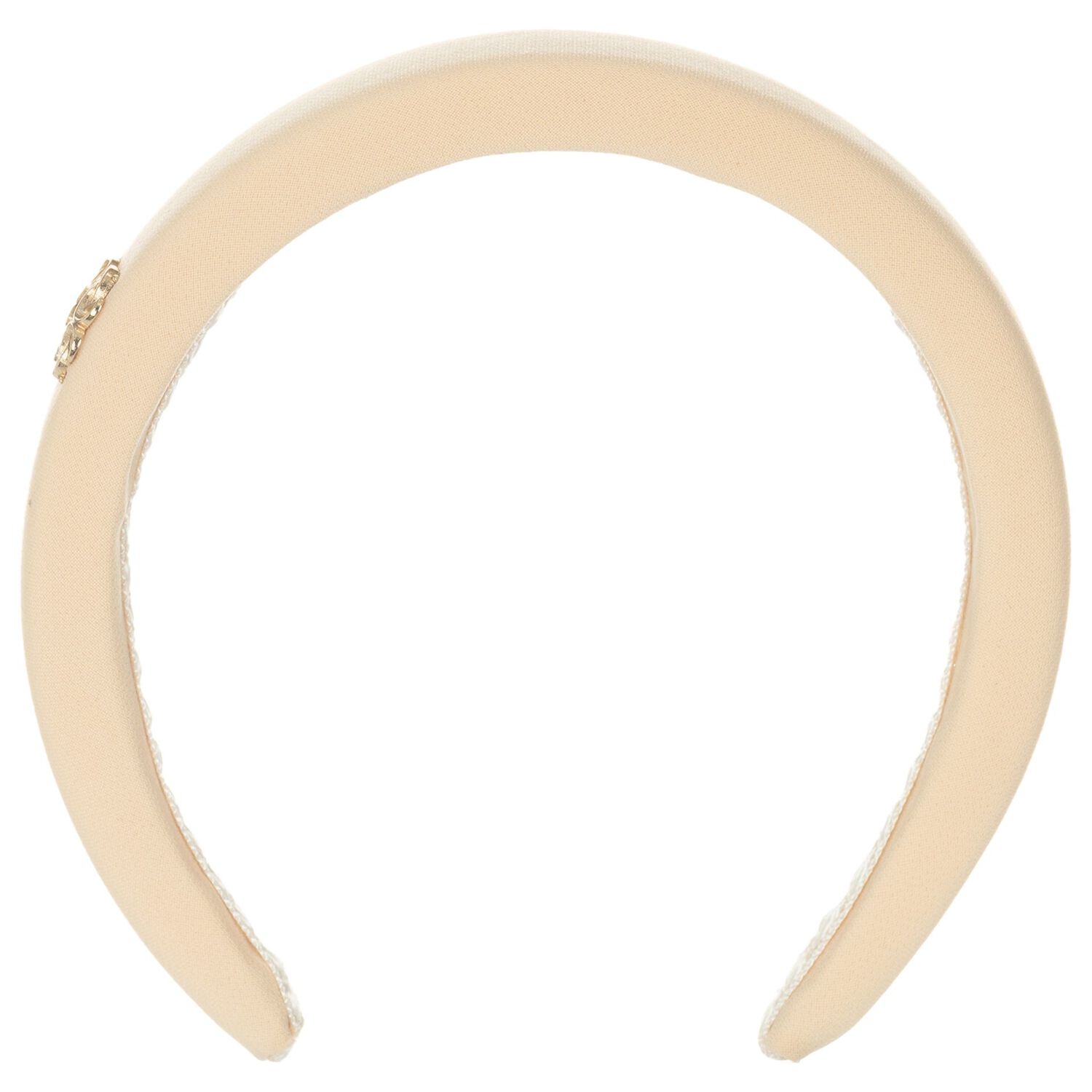 Girls Beige Logo Padded Headband, 2, hi-res