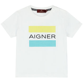 Younger Boys White Logo T-Shirt