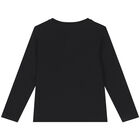 Girls Black Logo Long Sleeve Top, 2, hi-res