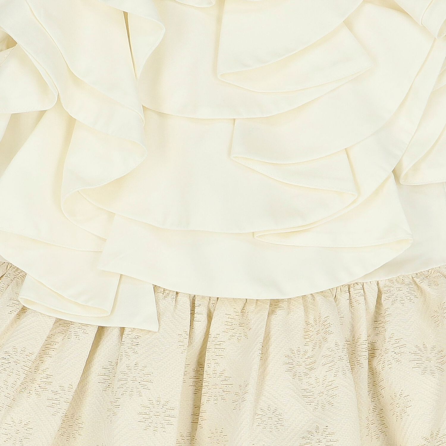 Girls White & Gold Floral Jacquard Dress, 1, hi-res image number null