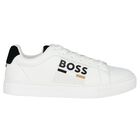 Boys White Logo Trainers, 1, hi-res