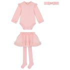 طقم بنات تنورة تول باللون  الوردي, 2, hi-res