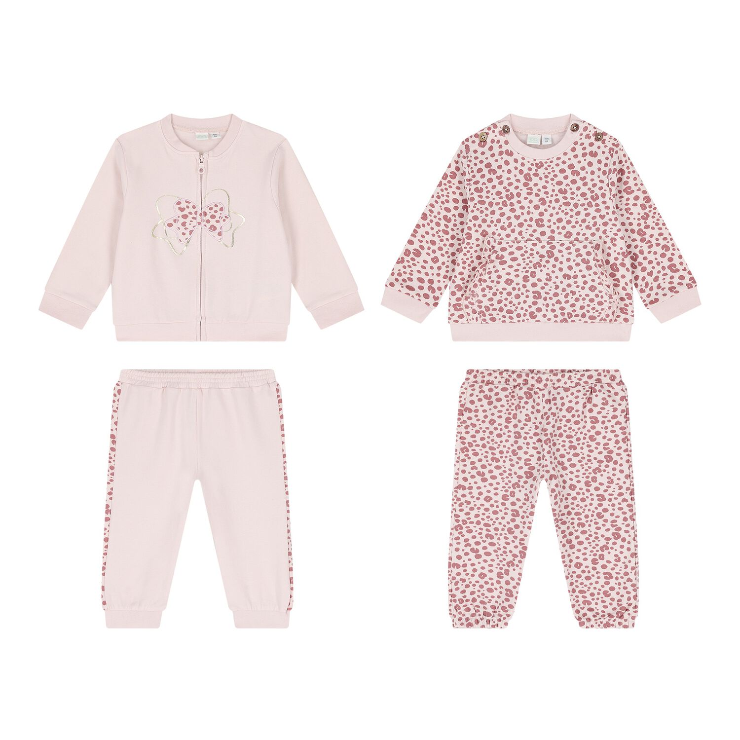 Baby Girls Pink Bow Tracksuits ( 2-Pack ), 1, hi-res