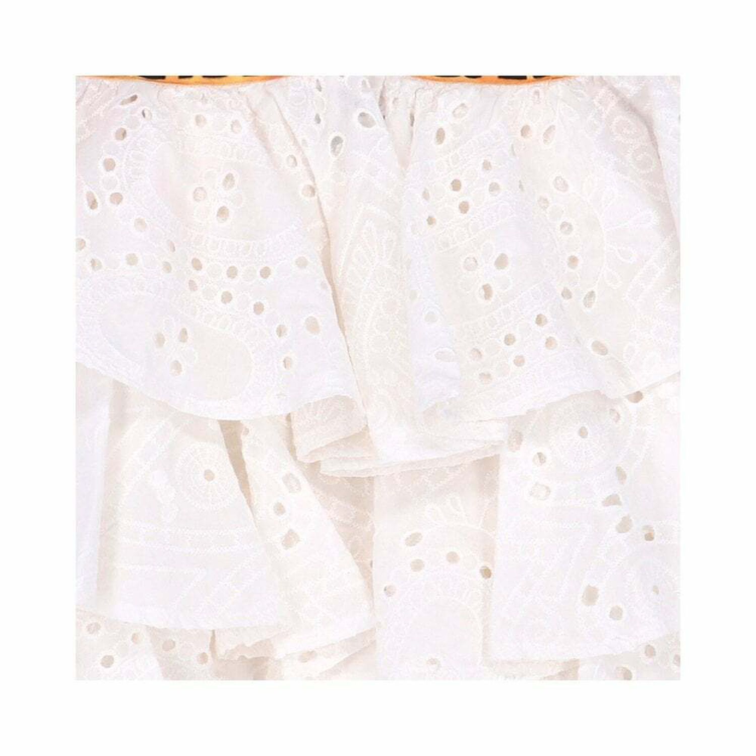 Girls White Cotton Dress, 1, hi-res