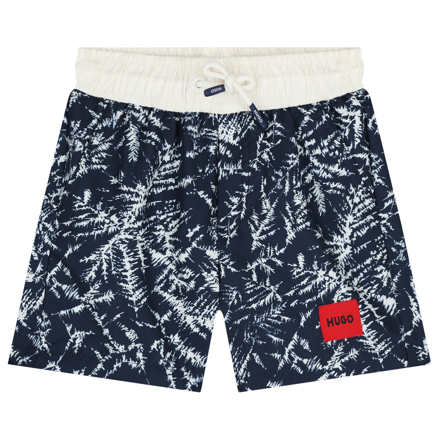 Boys Navy Blue Logo Swim Shorts, 1, hi-res