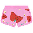 Girls Pink Strawberry Ruffled Shorts, 1, hi-res