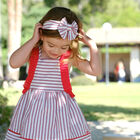 Girls White & Red Striped Headband, 1, hi-res