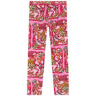 Girls Pink Teddy Bear Logo Leggings, 1, hi-res