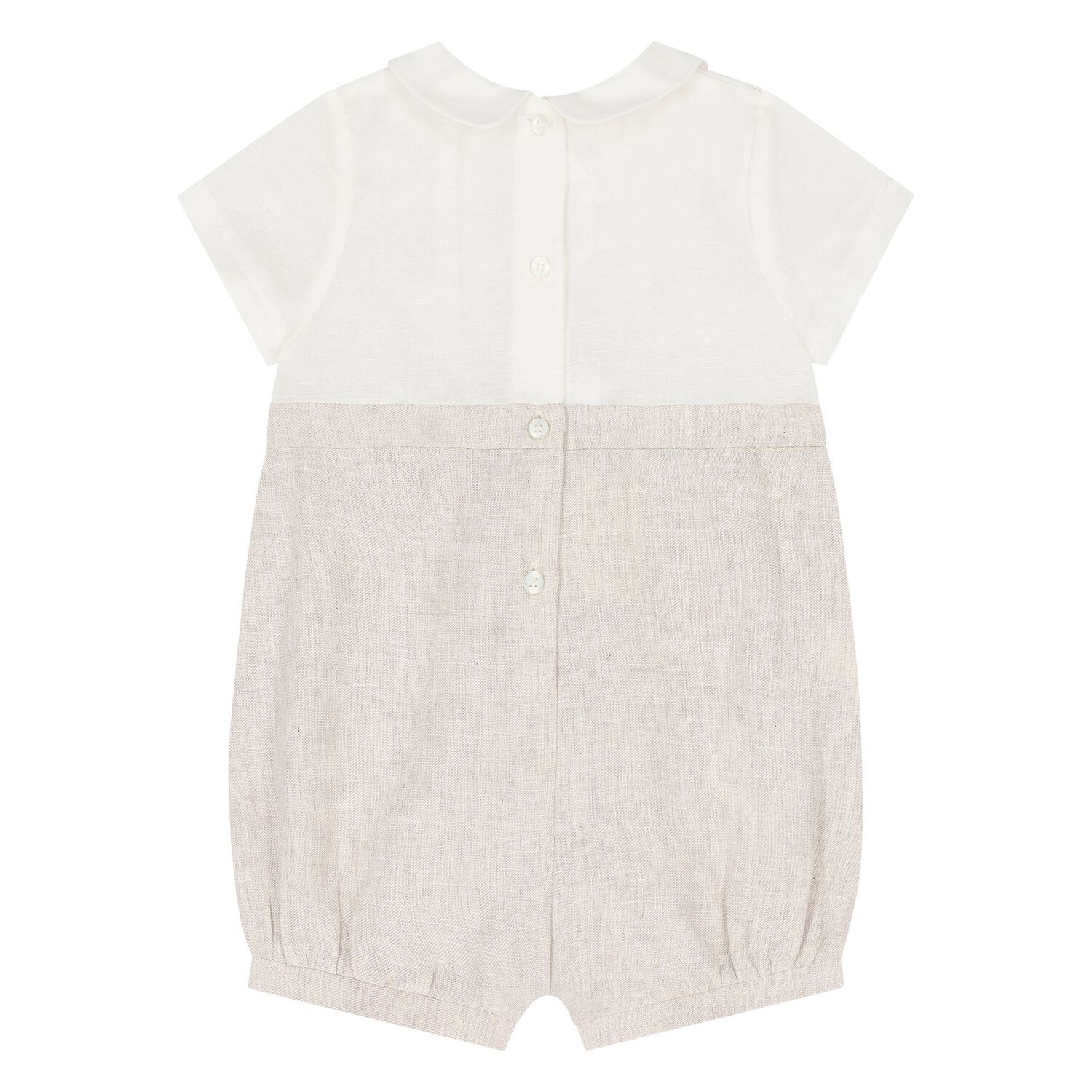 Baby Boys White & Beige Romper, 1, hi-res