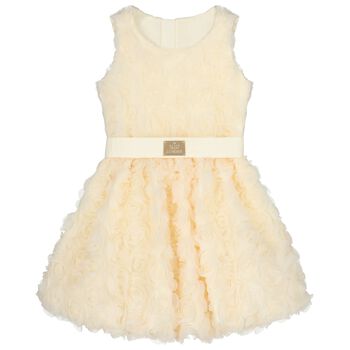 Girls Ivory 3D Flower Dress