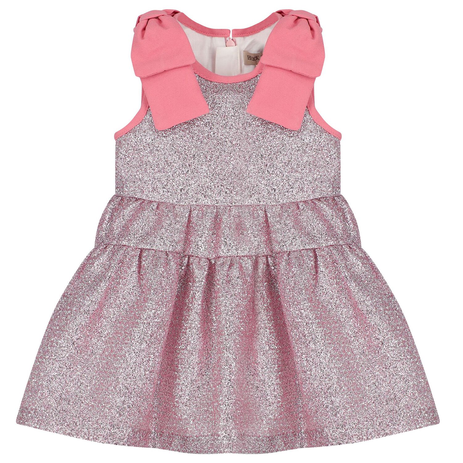 Baby Girls Pink Glitter Bow Dress, 1, hi-res image number null