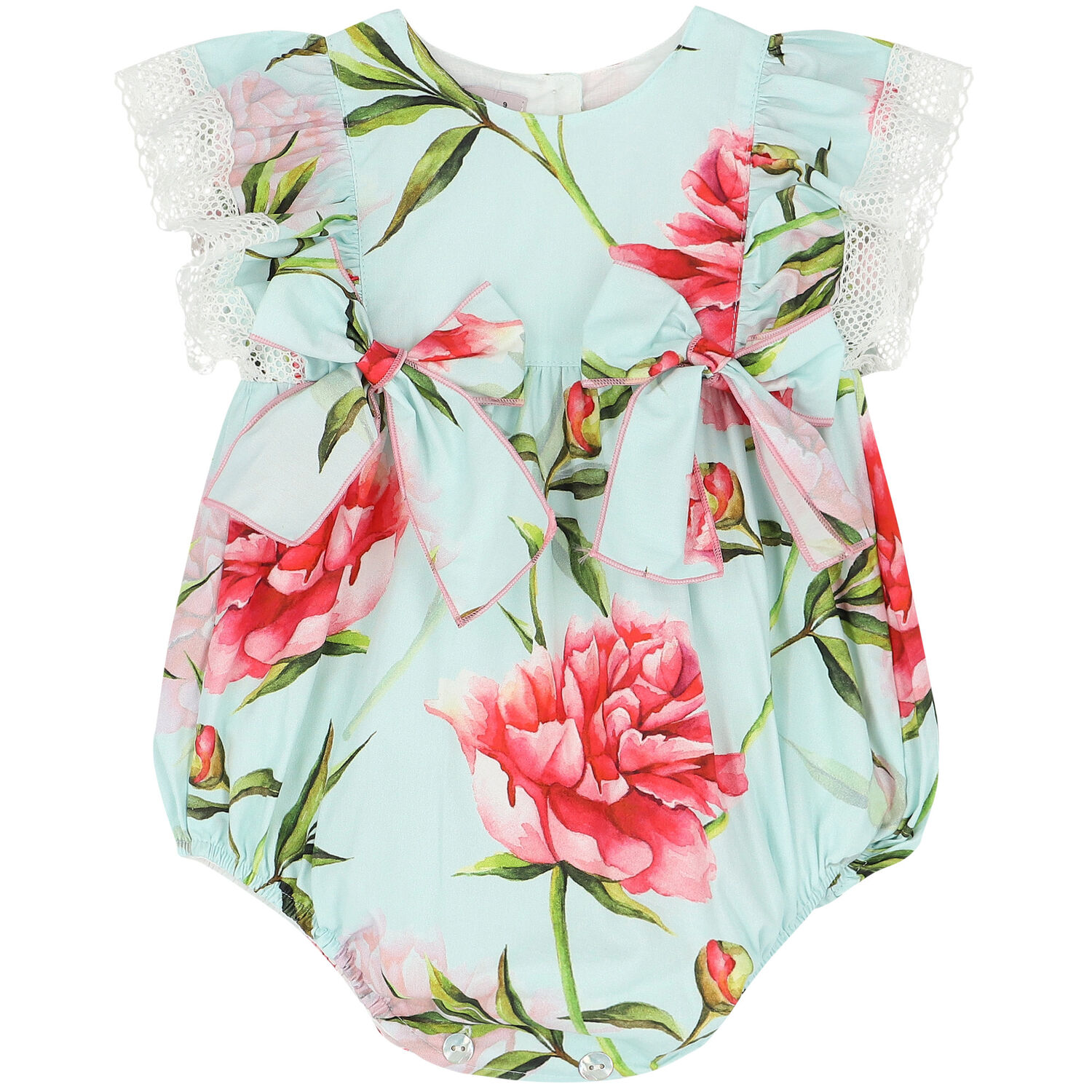 Baby Girls Aqua & Pink Floral Shortie, 1, hi-res image number null