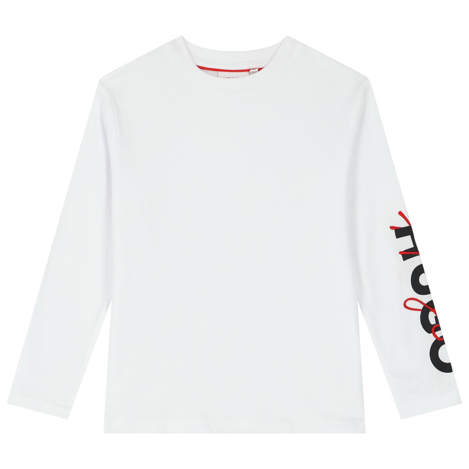 Boys White Logo Long Sleeve Top, 1, hi-res image number null