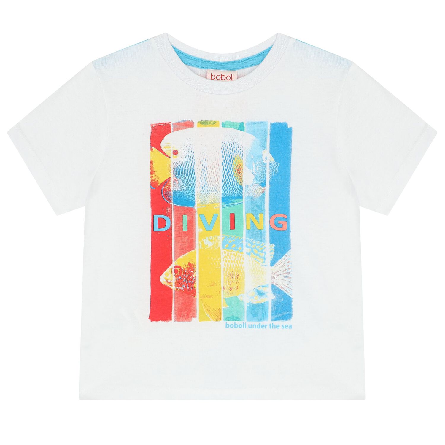 طقم شورت أولاد بطبعة سمكة باللون الأبيض والأزرق, 1, hi-res image number null