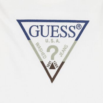 Boys White Logo Long Sleeve Top