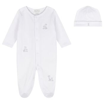 White & Grey Just Giraffe Babygrow Set